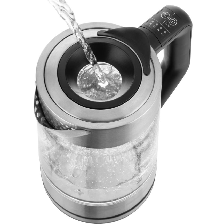 Sencor - Fierbător electric rapid cu reglaj de temperatură, 1,7 l, 2200 W / 230 V, crom mat / negru