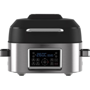 Sencor - Friteuză cu aer cald multifuncțională și grill, 1660 W/230 V, 6 l, crom mat/negru