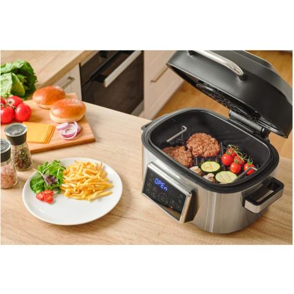 Sencor - Friteuză cu aer cald multifuncțională și grill, 1660 W/230 V, 6 l, crom mat/negru