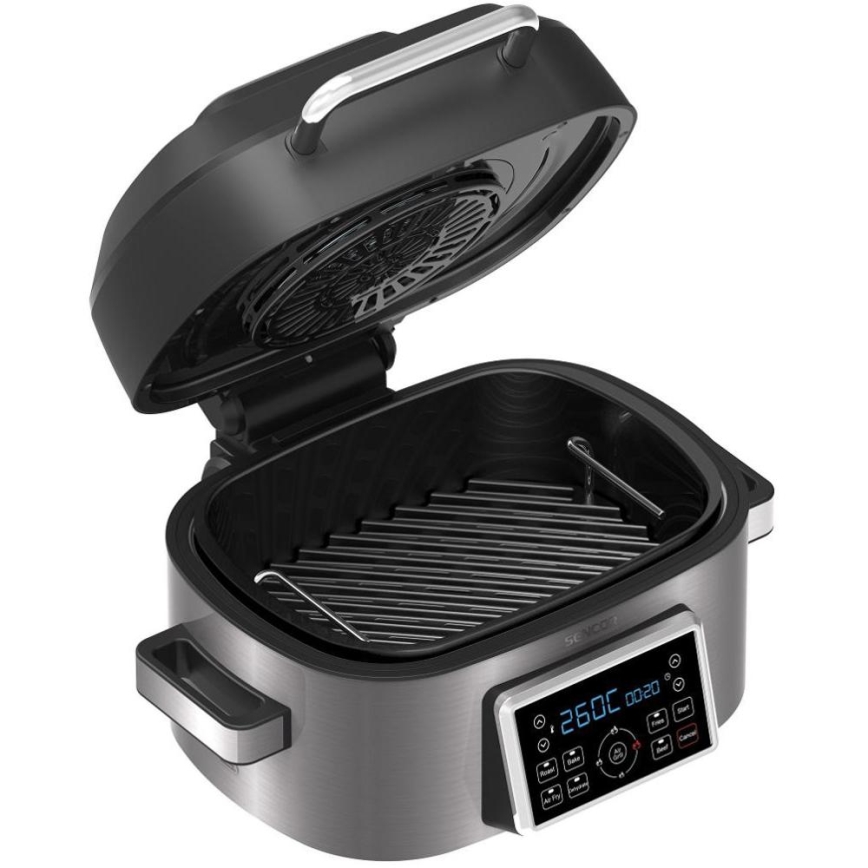Sencor - Friteuză cu aer cald multifuncțională și grill, 1660 W/230 V, 6 l, crom mat/negru