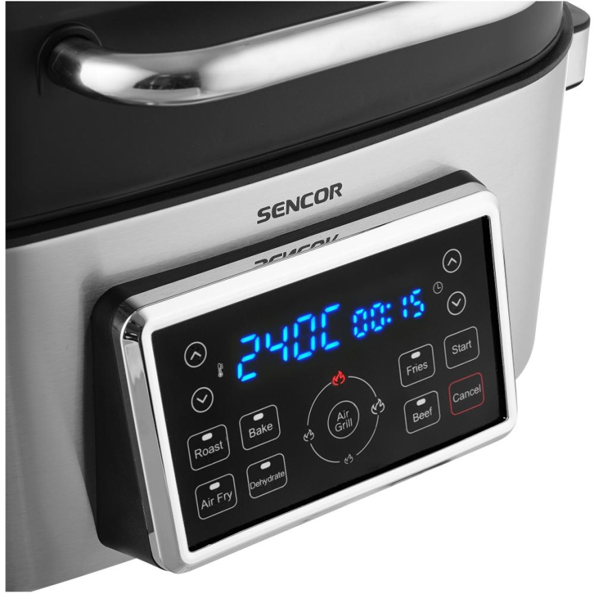 Sencor - Friteuză cu aer cald multifuncțională și grill, 1660 W/230 V, 6 l, crom mat/negru