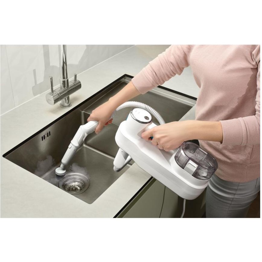 Sencor - Mop cu aburi multifuncțional 2 în 1 1500W/230V IPX4 alb