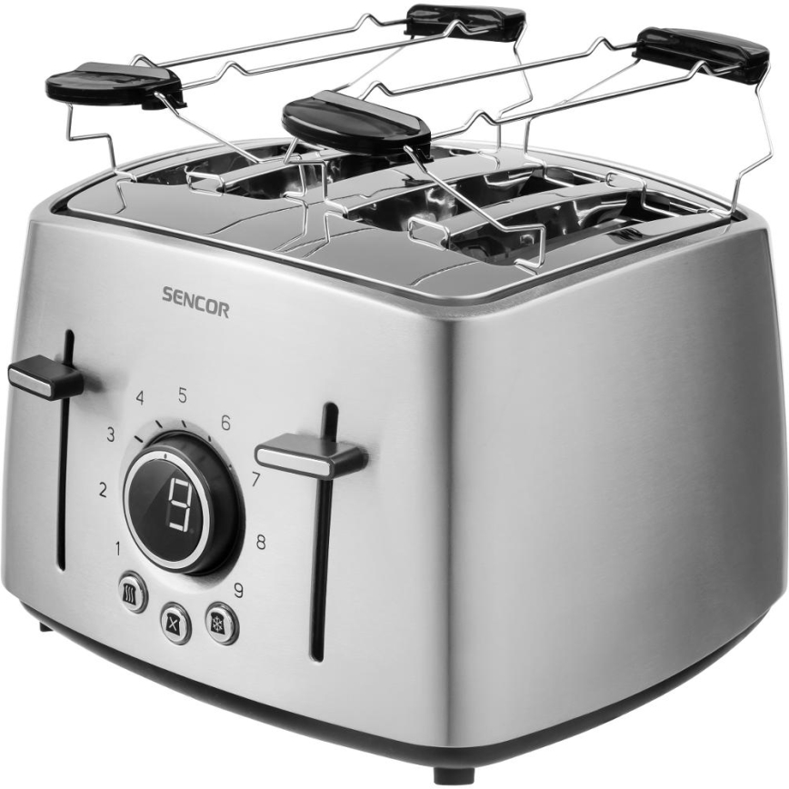 Sencor - Prăjitor de pâine cu 4 fante, 1600 W/230 V, crom mat