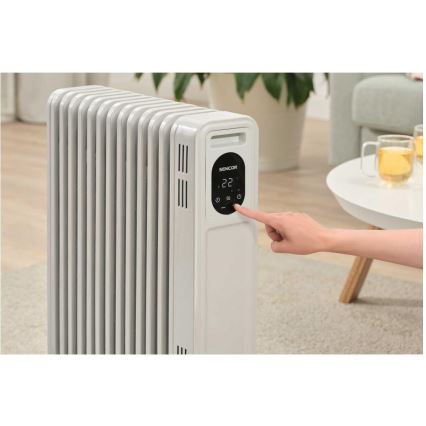 Sencor - Radiator electric cu ulei, 13 secțiuni, 1000/2500 W / 230 V, alb, cu telecomandă