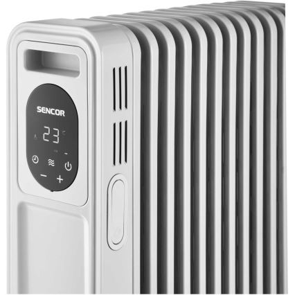 Sencor - Radiator electric cu ulei, 13 secțiuni, 1000/2500 W / 230 V, alb, cu telecomandă