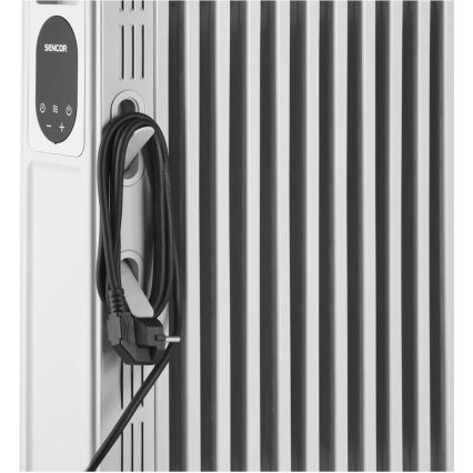 Sencor - Radiator electric cu ulei, 13 secțiuni, 1000/2500 W / 230 V, alb, cu telecomandă