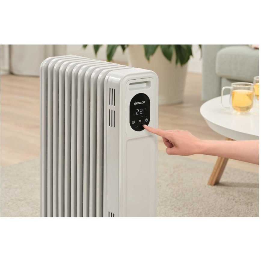 Sencor - Radiator cu ulei, 11 elemente, 1000/2300 W, 230 V, alb, cu telecomandă