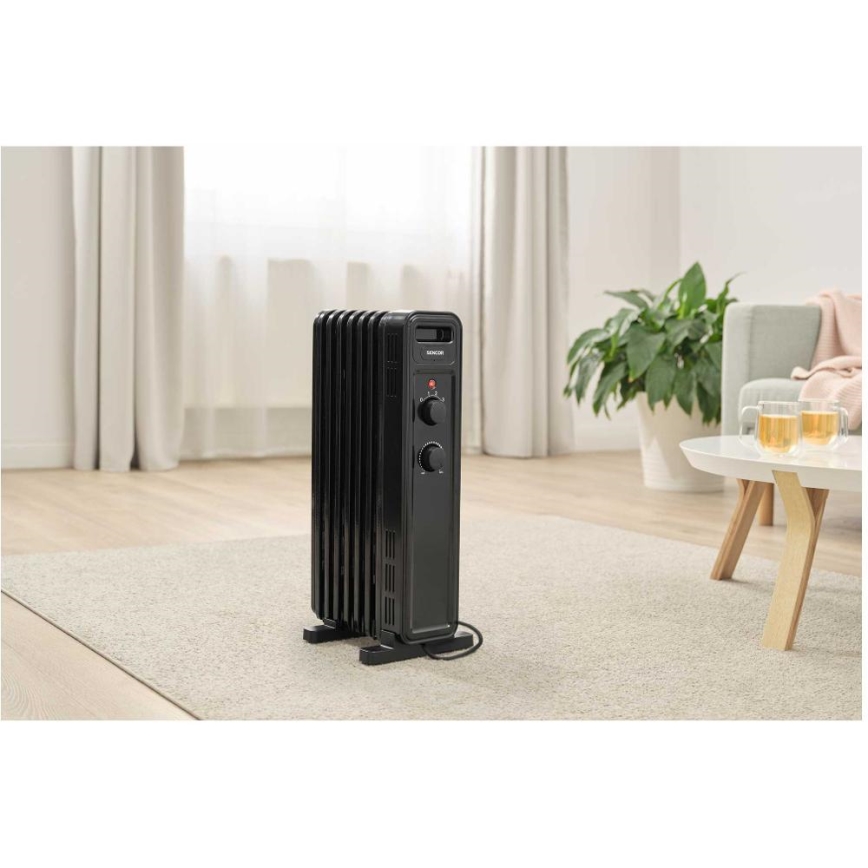 Sencor - Radiator electric cu ulei, 7 aripioare, 600/900/1500W/230V, negru