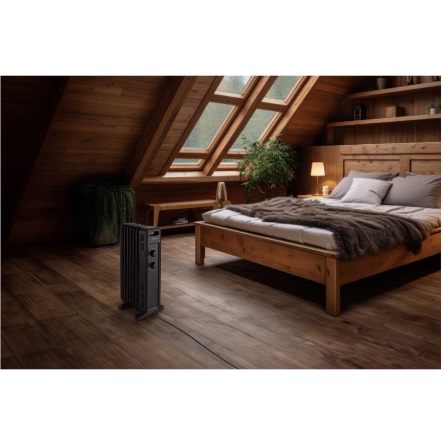 Sencor - Radiator electric cu ulei, 7 aripioare, 600/900/1500W/230V, negru