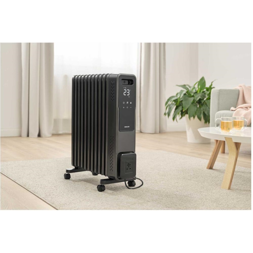 Sencor - Radiator electric pe ulei cu 11 aripioare, 1000/1200/2400 W, 230 V, Wi-Fi, negru