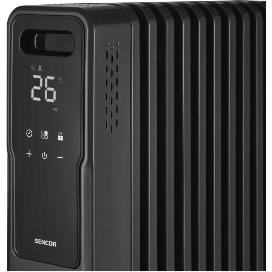Sencor - Radiator electric pe ulei cu 11 aripioare, 1000/1200/2400 W, 230 V, Wi-Fi, negru