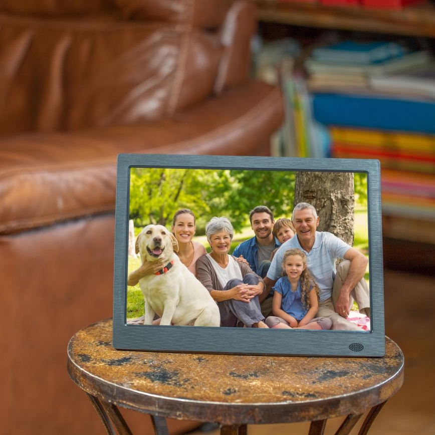 Sencor - Ramă foto digitală 13,3 cu difuzor, 230V, antracit + telecomandă