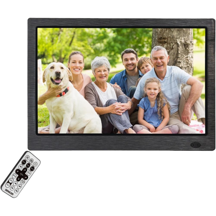 Sencor - Ramă foto digitală 13,3 cu difuzor, 230V, antracit + telecomandă