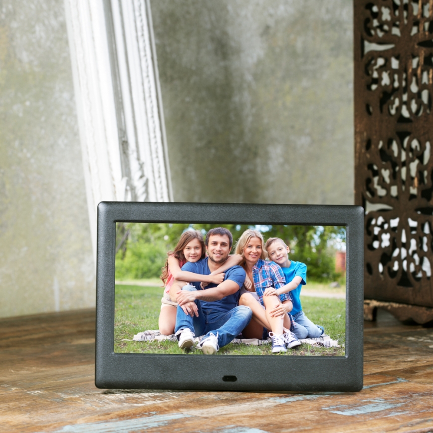 Sencor - Ramă foto digitală 7 cu difuzor 230V, neagră + telecomandă