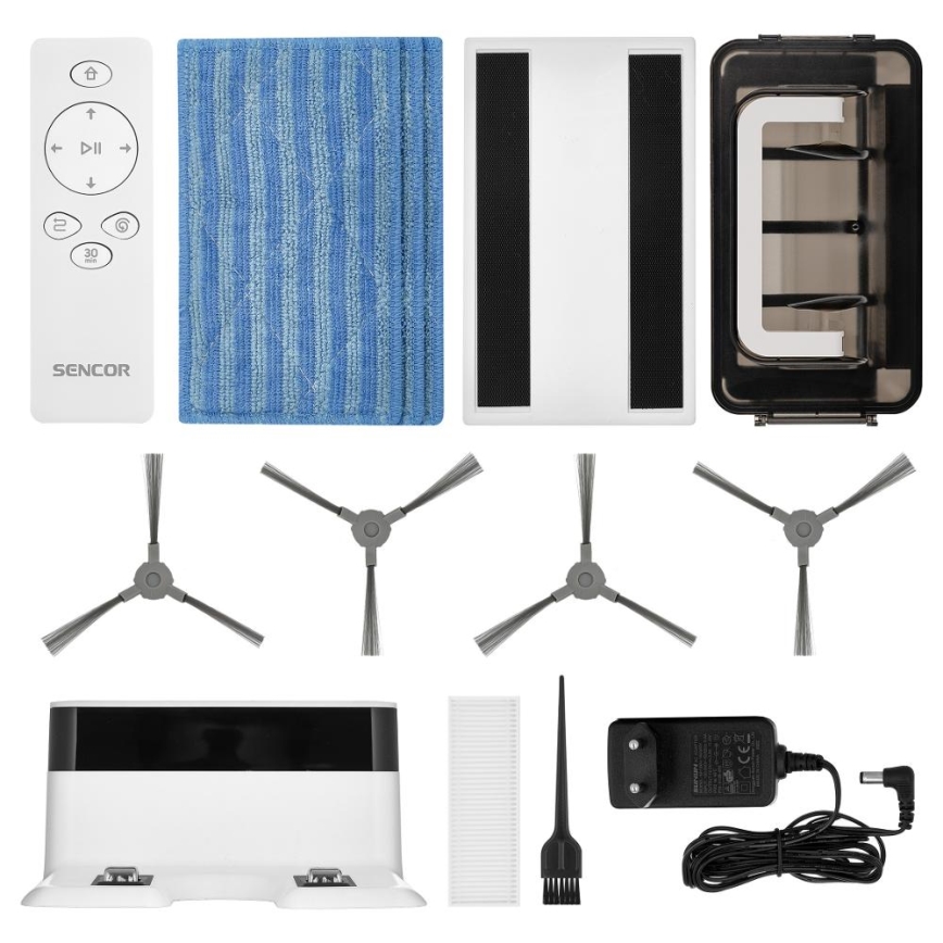 Sencor - Aspirator robot cu mop 2 în 1 18W/1500 mAh alb + telecomandă