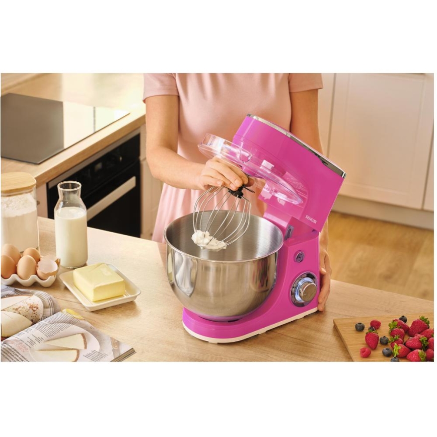 Sencor - Robot de bucătărie cu bol din oțel inoxidabil, 1300W/230V, roz