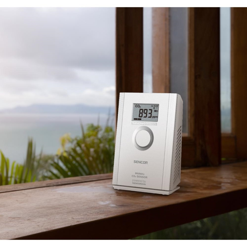 Sencor - Senzor fără fir pentru dioxid de carbon (CO2), 5V/3xAA, 2000 mAh
