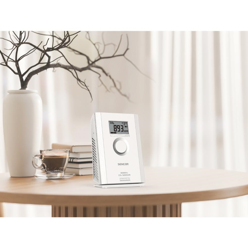 Sencor - Senzor fără fir pentru dioxid de carbon (CO2), 5V/3xAA, 2000 mAh