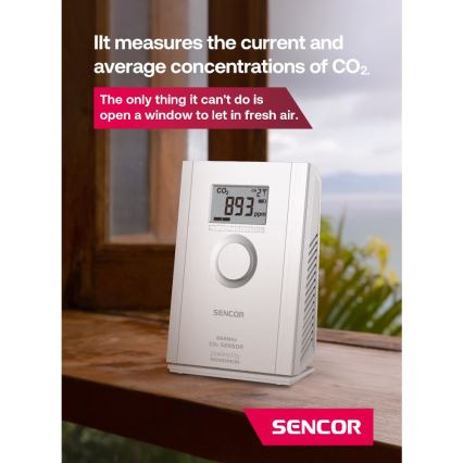 Sencor - Senzor fără fir pentru dioxid de carbon (CO2), 5V/3xAA, 2000 mAh