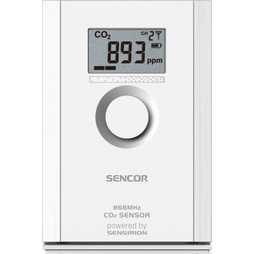Sencor - Senzor fără fir pentru dioxid de carbon (CO2), 5V/3xAA, 2000 mAh