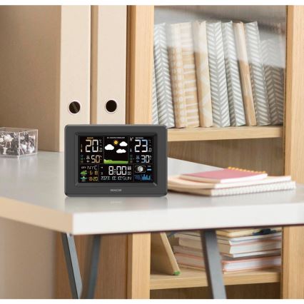 Sencor - Stație meteo cu ecran LCD color 3xAA + 2xAA neagră