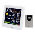 Sencor - Stație meteo cu ecran LCD color și alarmă, alimentare 3xAAA + 2xAAA, albă