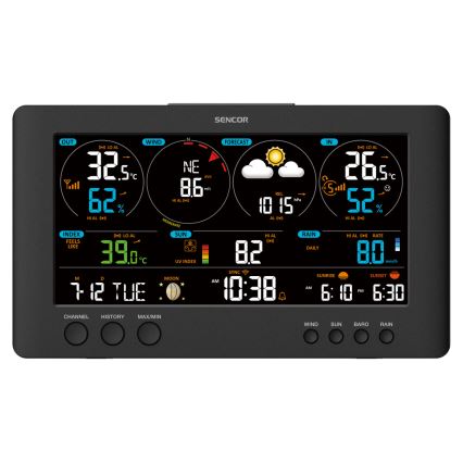 Sencor - Stație meteo profesională cu ecran LCD color, 5V/1xCR2032 + 3xAA, Wi-Fi