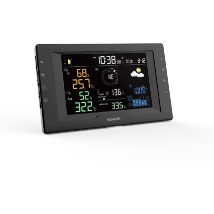 Sencor - Stație meteo profesională cu ecran LCD color și ceas deșteptător, 5V/1xCR2032 + 3xAA