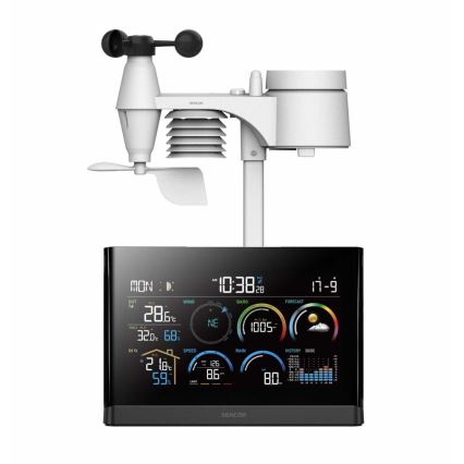 Sencor - Stație meteo profesională cu ecran LCD color și alarmă 5V/3xAAA + 3xAA