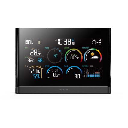 Sencor - Stație meteo profesională cu ecran LCD color și alarmă 5V/3xAAA + 3xAA