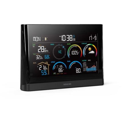 Sencor - Stație meteo profesională cu ecran LCD color și alarmă 5V/3xAAA + 3xAA