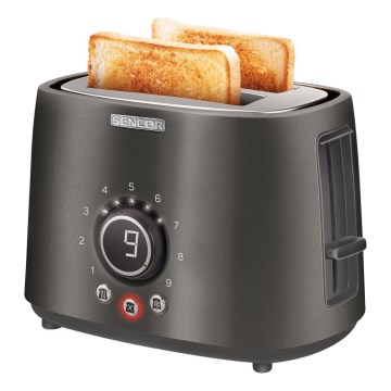 Sencor - Toaster cu 2 felii și suport pentru chifle, 1000 W/230 V, antracit
