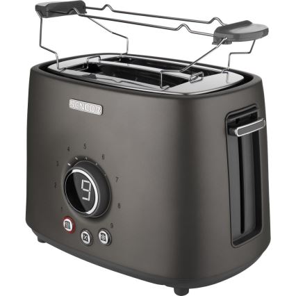 Sencor - Toaster cu 2 felii și suport pentru chifle, 1000 W/230 V, antracit