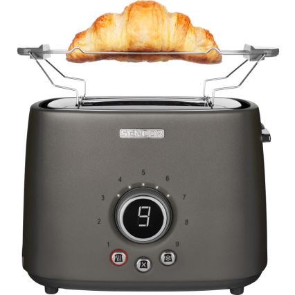 Sencor - Toaster cu 2 felii și suport pentru chifle, 1000 W/230 V, antracit