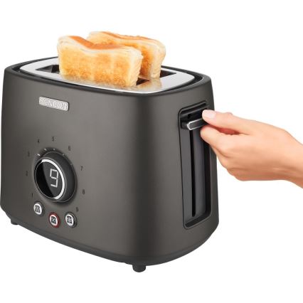 Sencor - Toaster cu 2 felii și suport pentru chifle, 1000 W/230 V, antracit