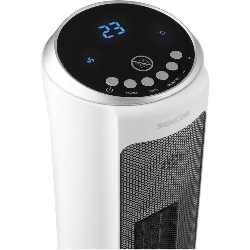 Sencor - Ventilator cu încălzire ceramică 2200W/230V Wi-Fi alb + telecomandă