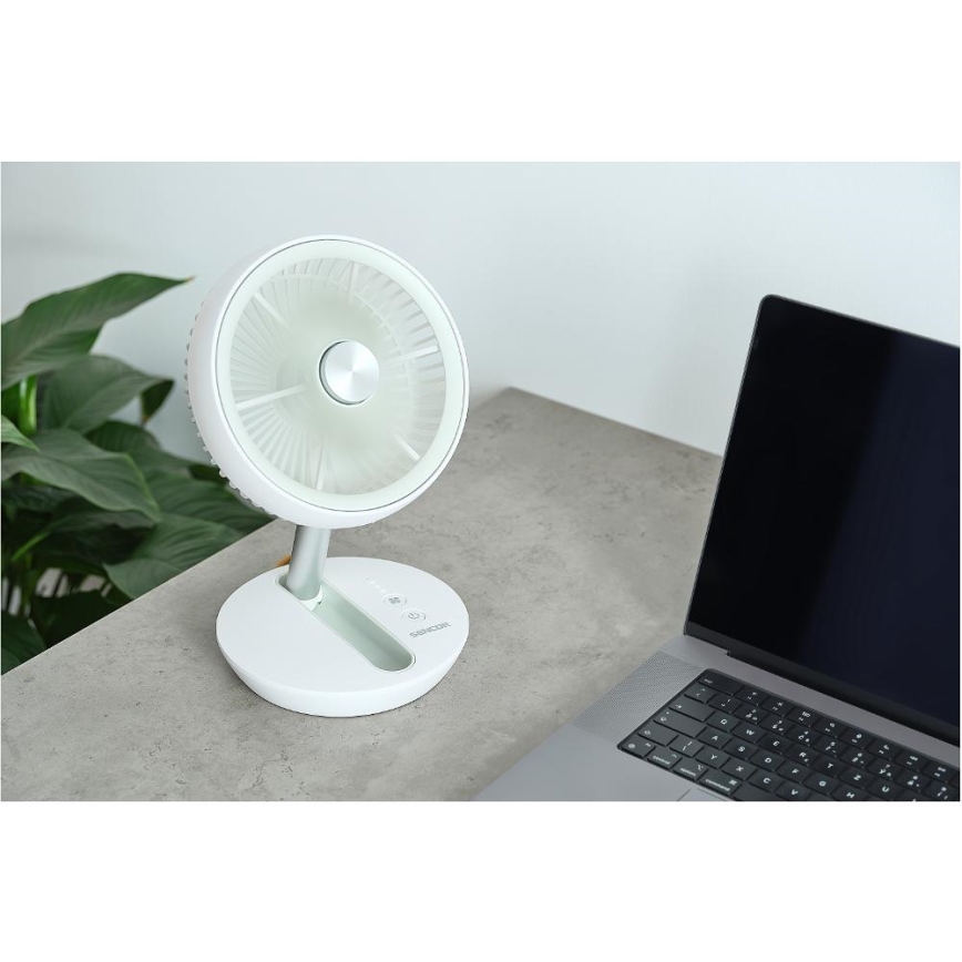 Sencor - Ventilator de birou reîncărcabil 5W/5V 4000 mAh, alb