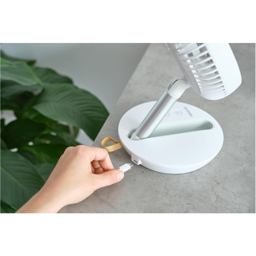 Sencor - Ventilator de birou reîncărcabil 5W/5V 4000 mAh, alb