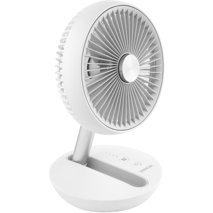 Sencor - Ventilator de birou reîncărcabil 5W/5V 4000 mAh, alb