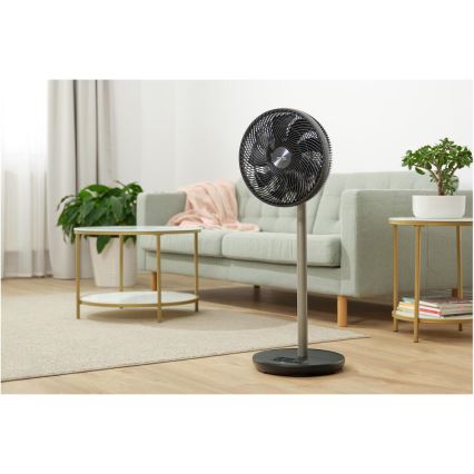 Sencor - Ventilator de podea 3D UltraSilent, 26 W/230 V, Wi-Fi, negru, cu telecomandă