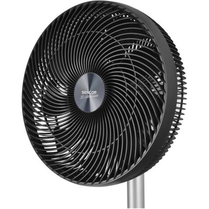 Sencor - Ventilator de podea 3D UltraSilent, 26 W/230 V, Wi-Fi, negru, cu telecomandă