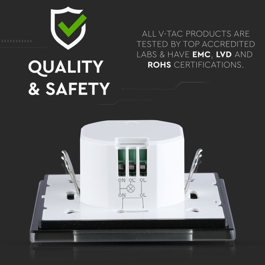 Senzor de mișcare cu infraroșu 180° 300W/230V negru