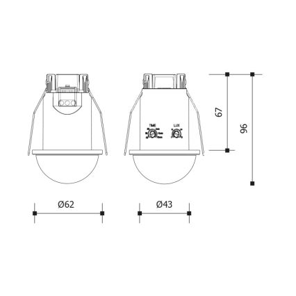 Senzor de mișcare și de amurg pentru tavan fals, 360°, 1200W/230V, IP54, alb