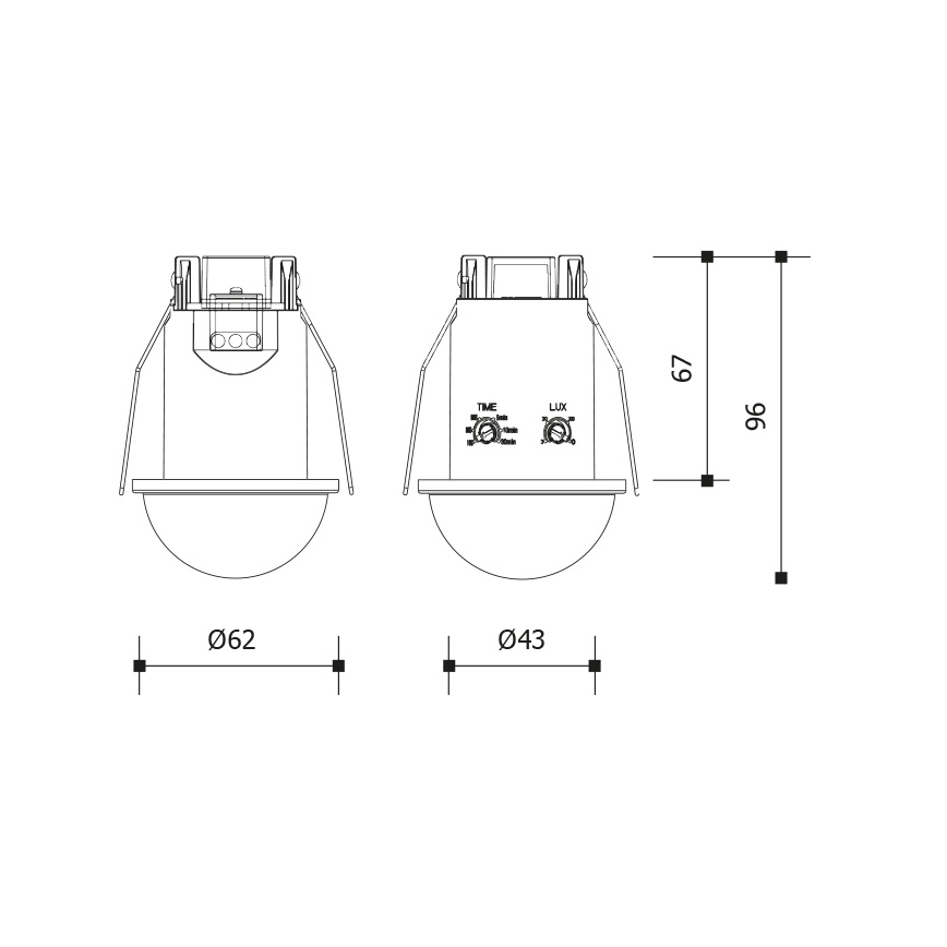 Senzor de mișcare și de amurg pentru tavan fals, 360°, 1200W/230V, IP54, alb