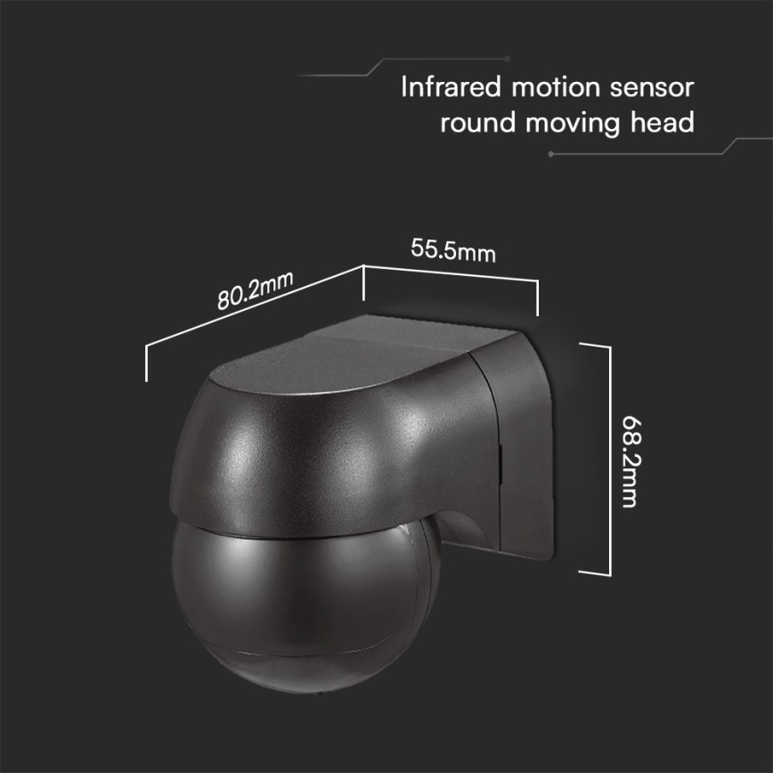 Senzor de mișcare PIR 180° 400W/230V IP44 negru