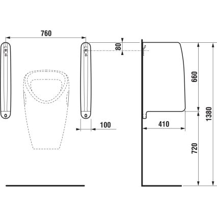 Separator de pisoar JIKA H8476010000001 SPLIT 66x41 cm ceramică/alb