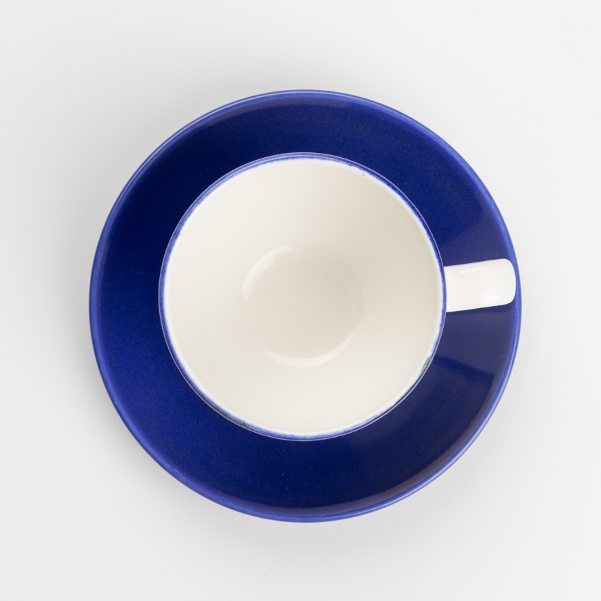 Serviciu de cafea 6x ceașcă ceramică Tereza cu farfurioară, alb albastru galben