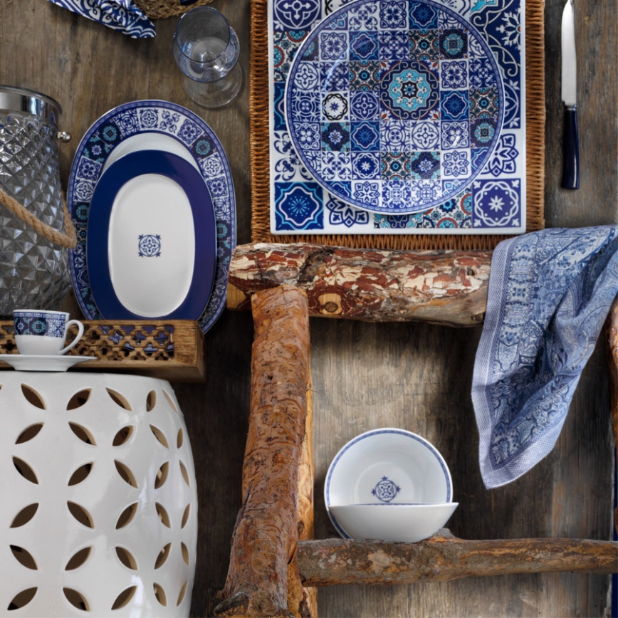 Serviciu de masă din porțelan, 24 piese, albastru