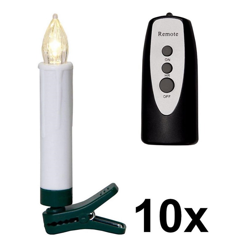 SET 10x lumânare LED pentru pom de Crăciun Eglo 1xLED/0,06W/1xAA IP44 + telecomandă