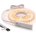 SET 1x bandă LED cu senzor de mișcare FLEX LED/3,6W/4xAA 2 m + 2x profil încastrat de 1 m negru/alb